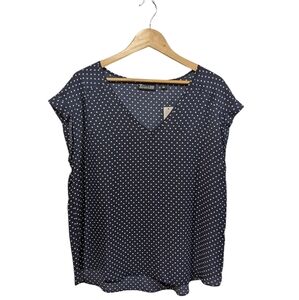 New York & Company 7th Avenue Design Studio V-neck Polka Dot Blouse Size Large
